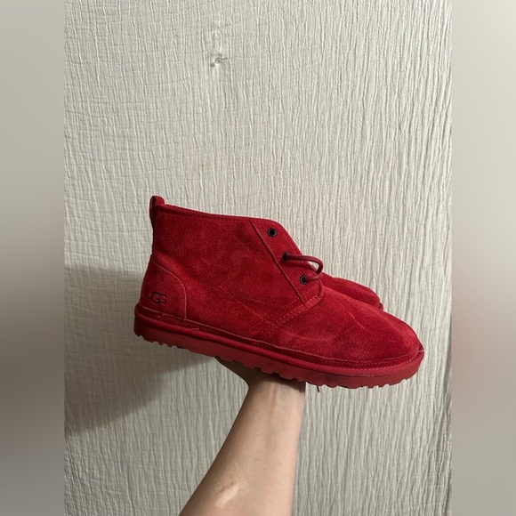 UGG Chukka Boots Shoes Mens 12 Red Neumel Suede Sheepskin Lace Up main image 5